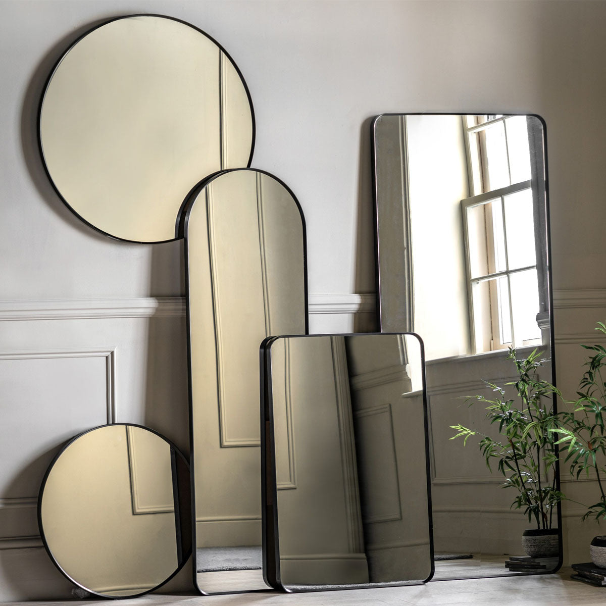 Gallery Direct Holworth Rectangle Mirror Black 600x35x900mm
