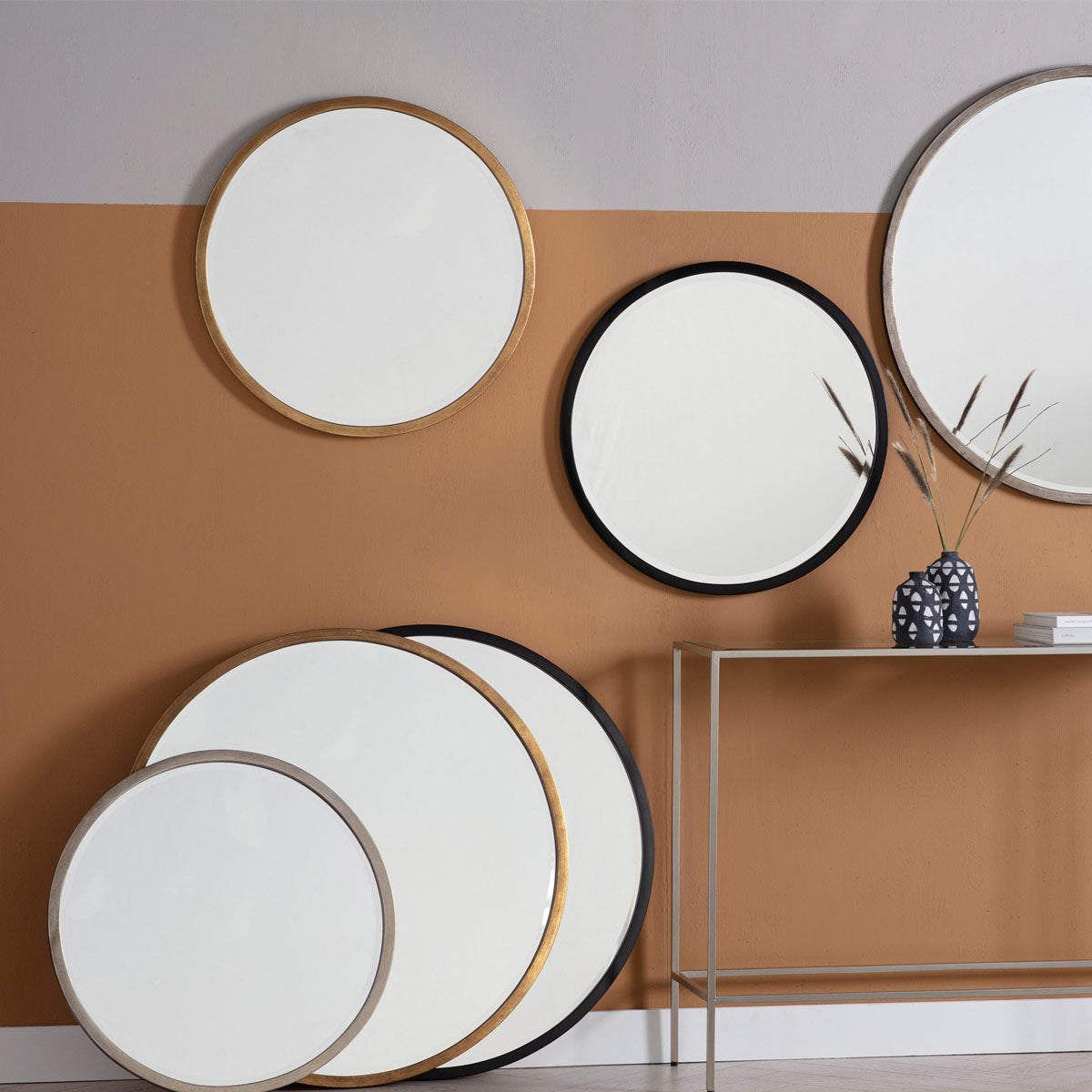 Gallery Direct Higgins Round Mirror Antique Gold 800x800mm