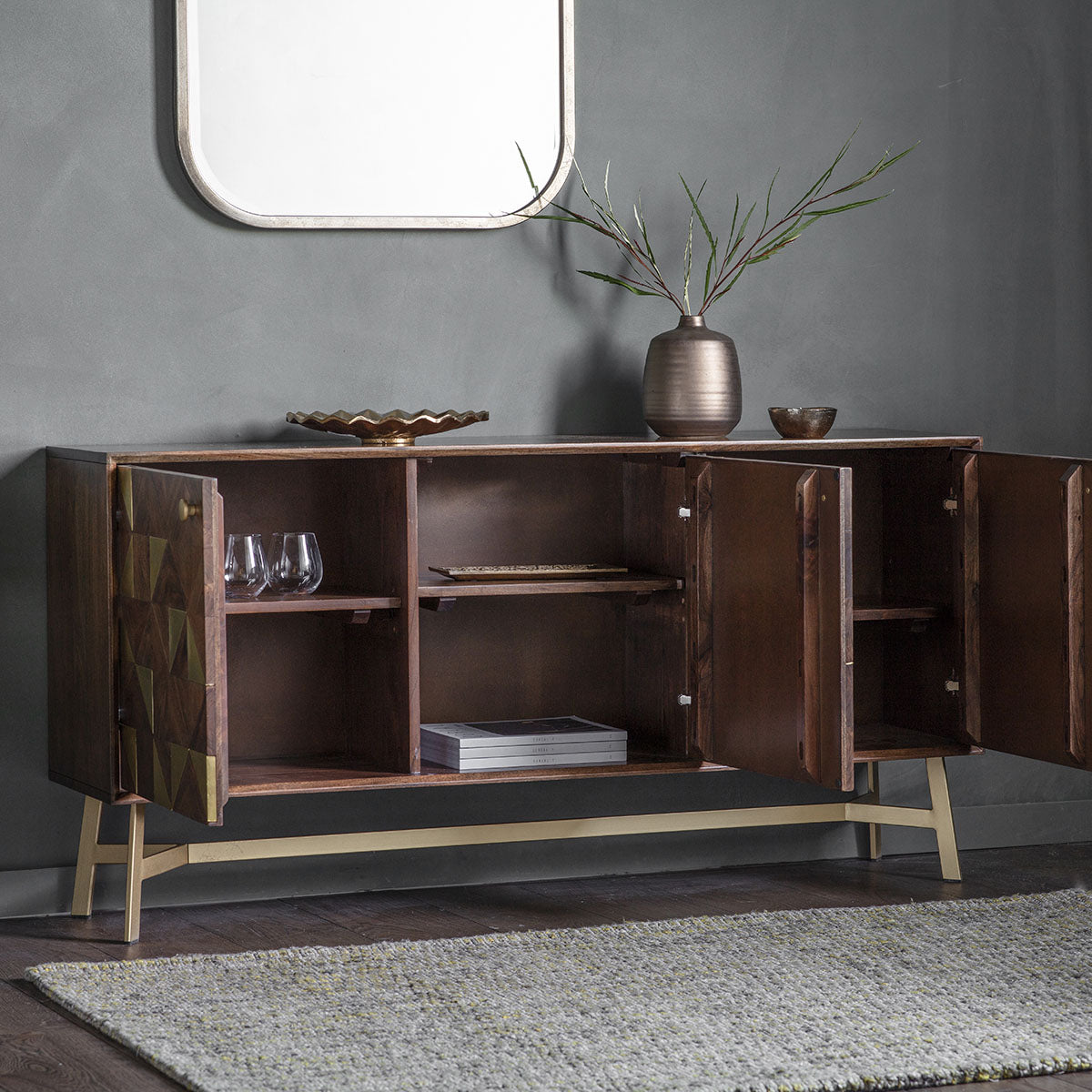 Gallery Direct Tate 3 door Sideboard 1420x350x700mm