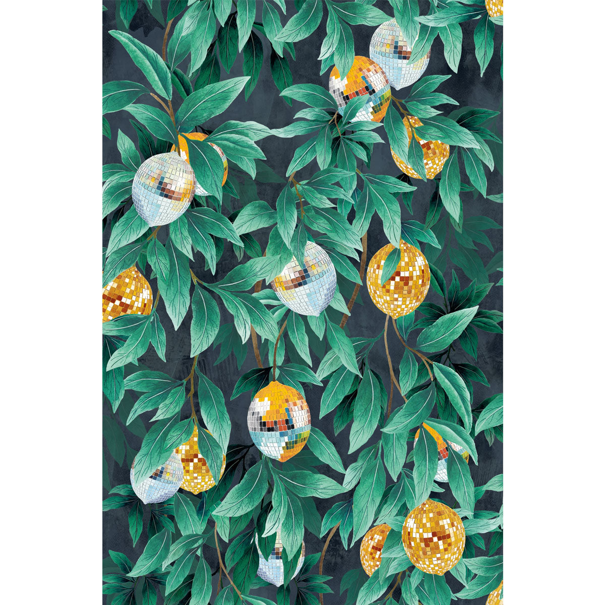 Brand McKenzie Disco Lemons Wallpaper - Dark Teal