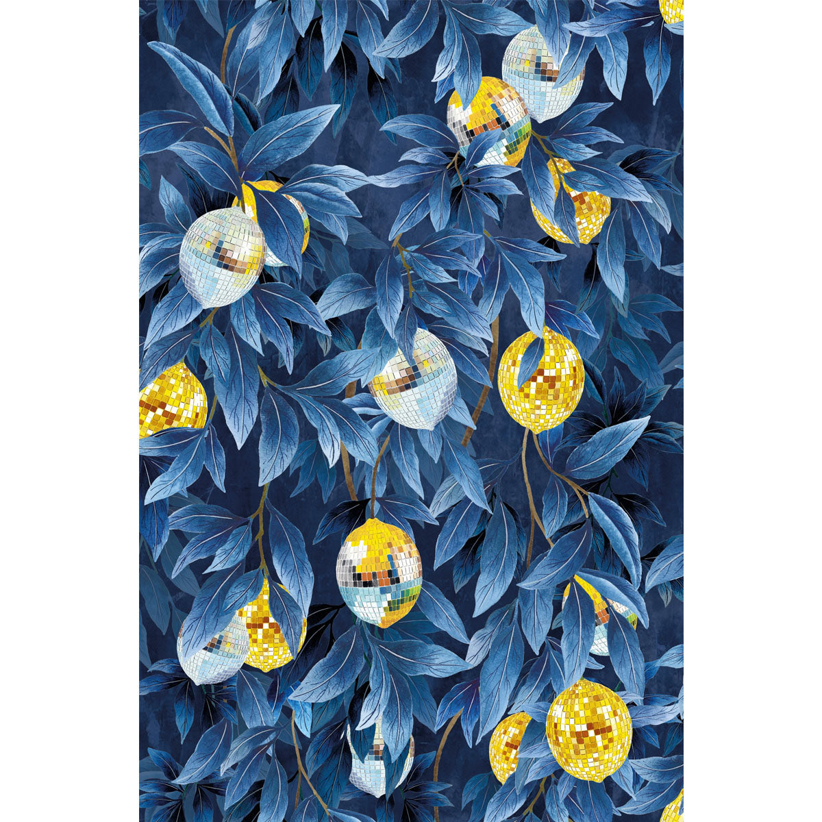 Brand McKenzie Disco Lemons Wallpaper - Deep Ocean