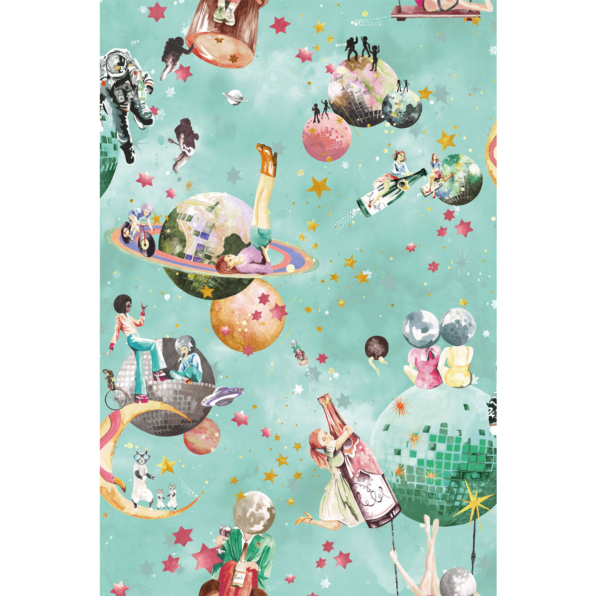 Brand McKenzie Cosmic Groove Wallpaper - Aquamarine