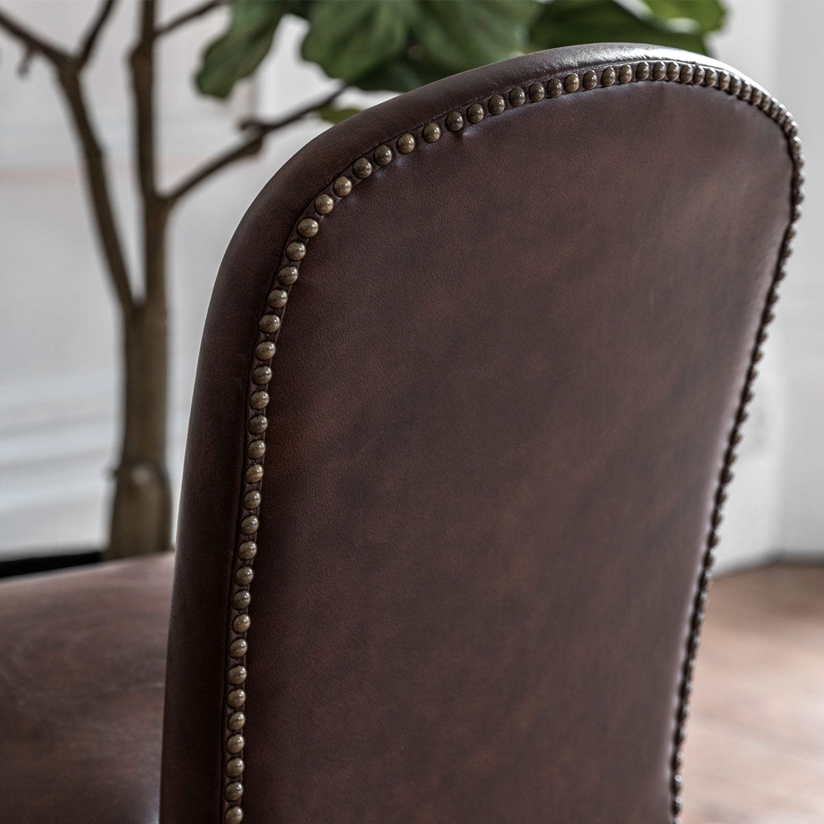 Gallery Direct Hinton Dining Chair Brn Leath (2pk) 600x455x890mm