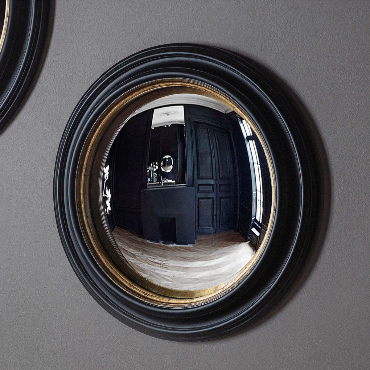Gallery Direct Rockbourne Convex Mirror Black & Gold 500x500mm