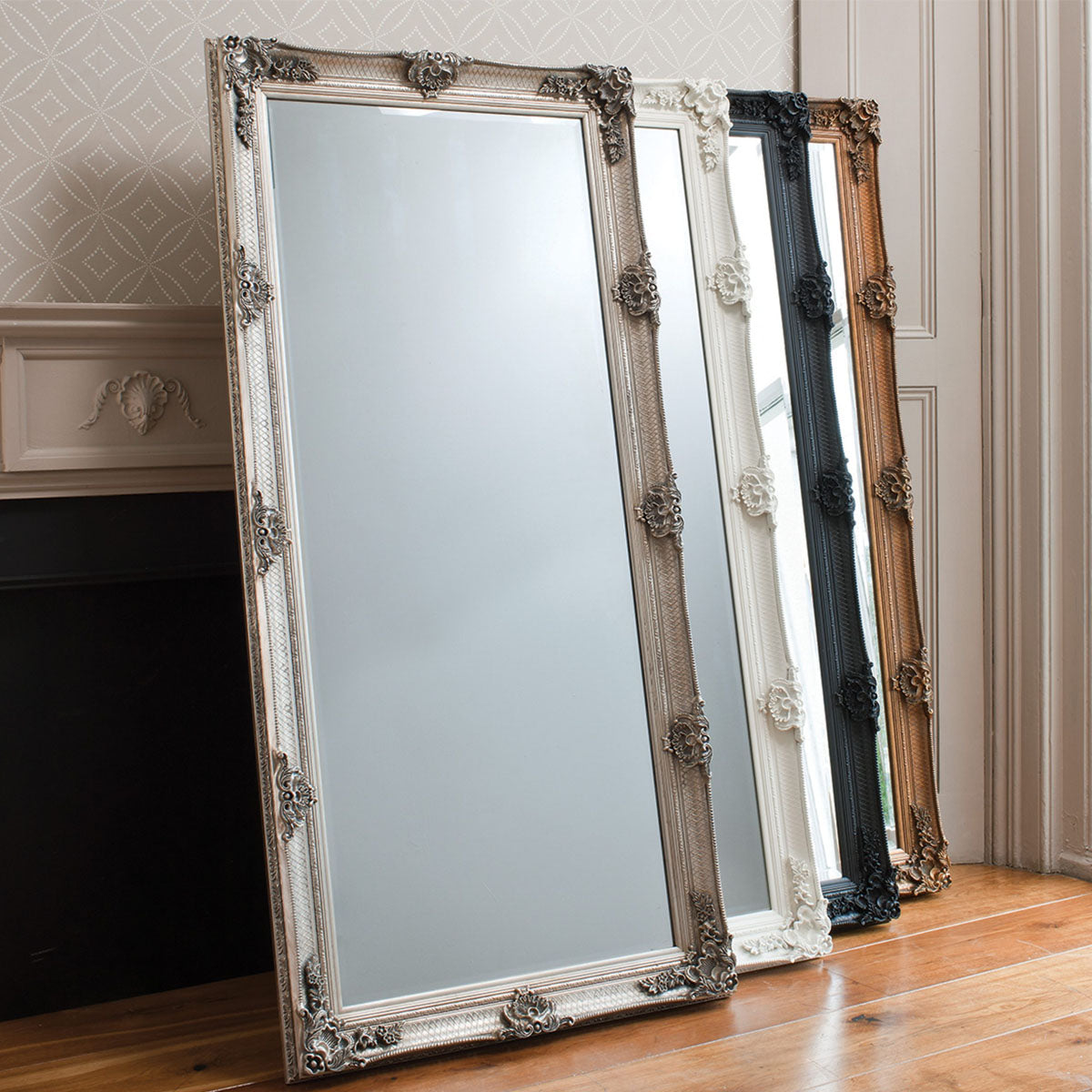 Gallery Direct Abbey Leaner Mirror Black 1650x795mm