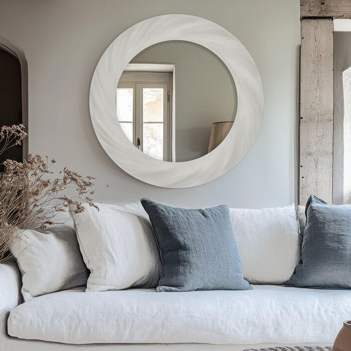 Gallery Direct Barley Twist Mirror Off White 700x30x700mm