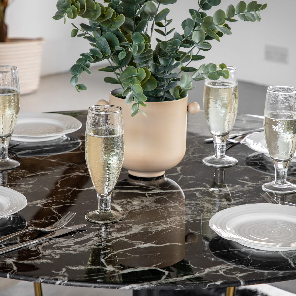 Gallery Direct Fielding Dining Table Black Effect 1100x1100x750mm