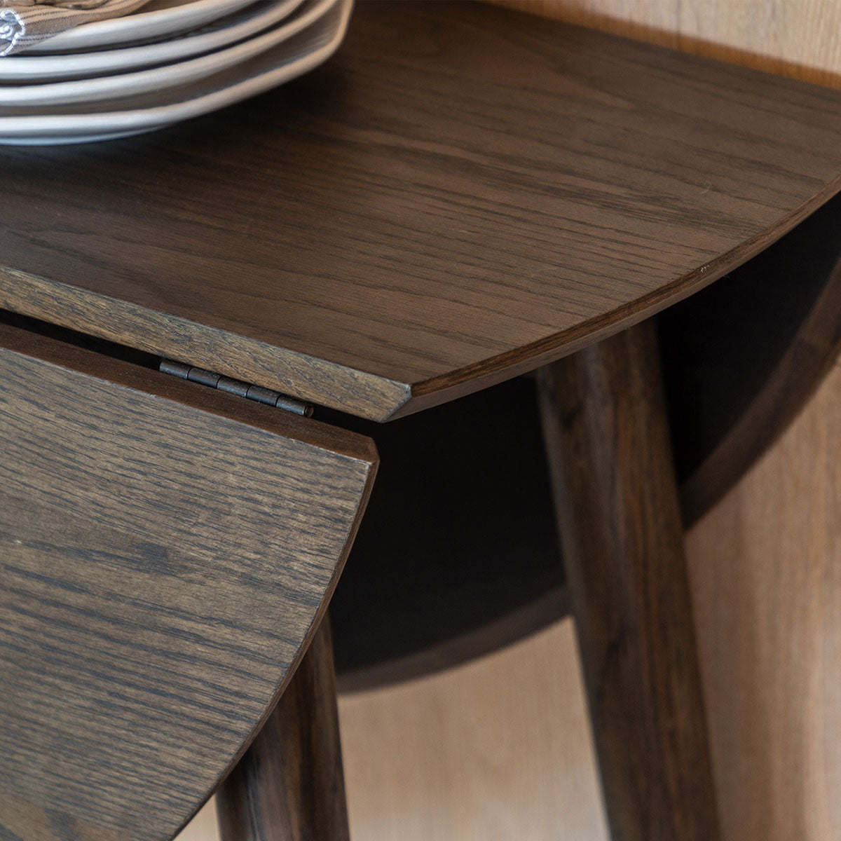 Gallery Direct Hatfield Folding Dning Tble Smoked 1000x1000x750mm