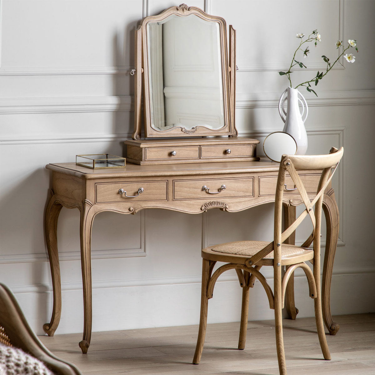 Gallery Direct Chic Dressing Table Mirror Weathered 600x180x730mm