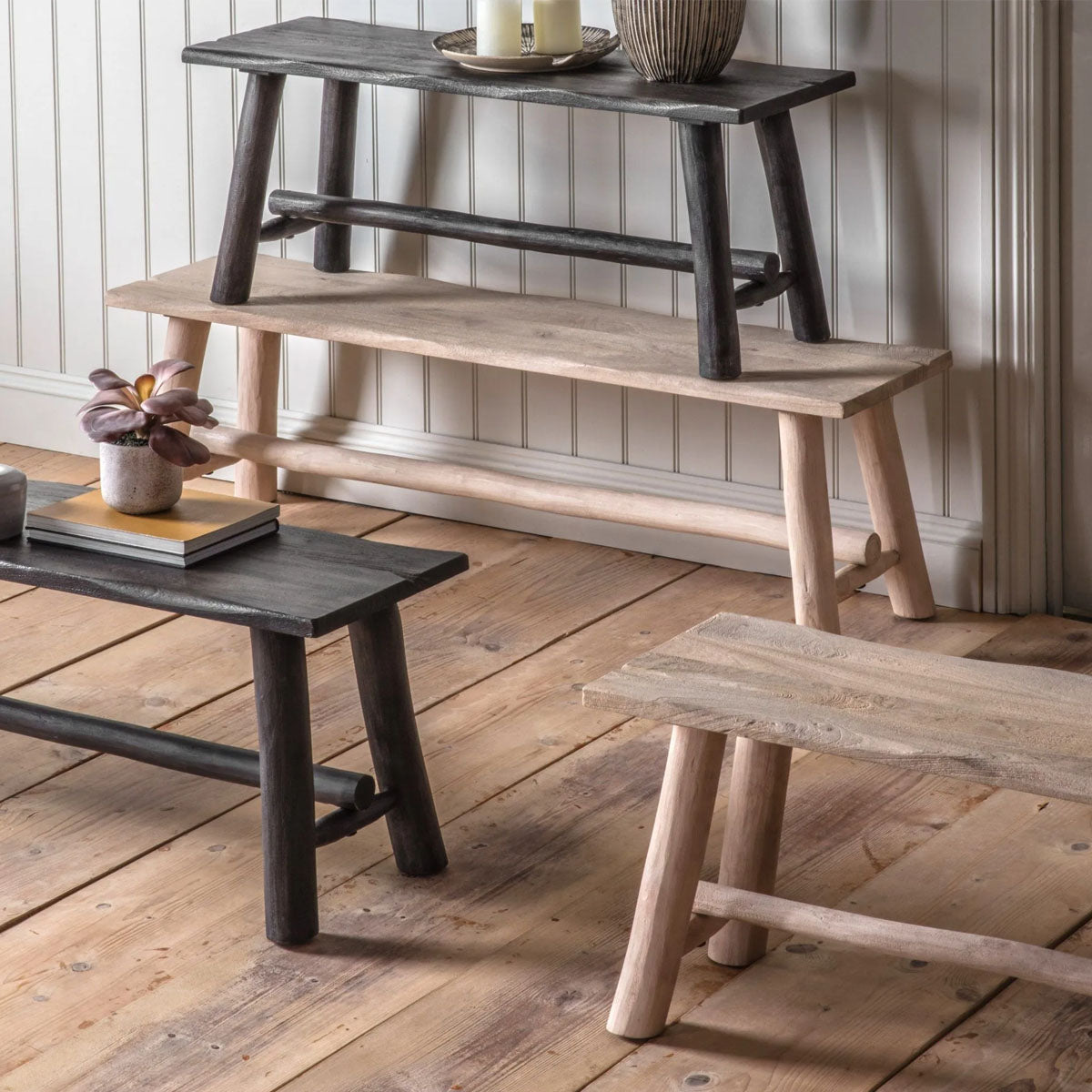 Gallery Direct Alberta Bench Natural Rustic 145x350x440mm