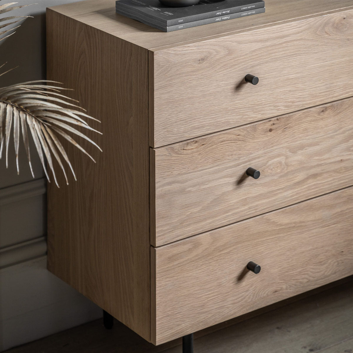 Gallery Direct Ashdown 3 Drawer Chest Natural 900x400x750mm