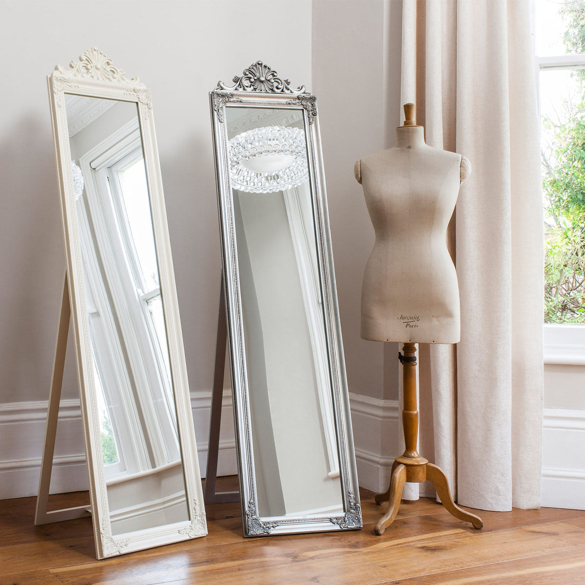 Gallery Direct Lambeth Wood Cheval Mirror White 1790x455mm