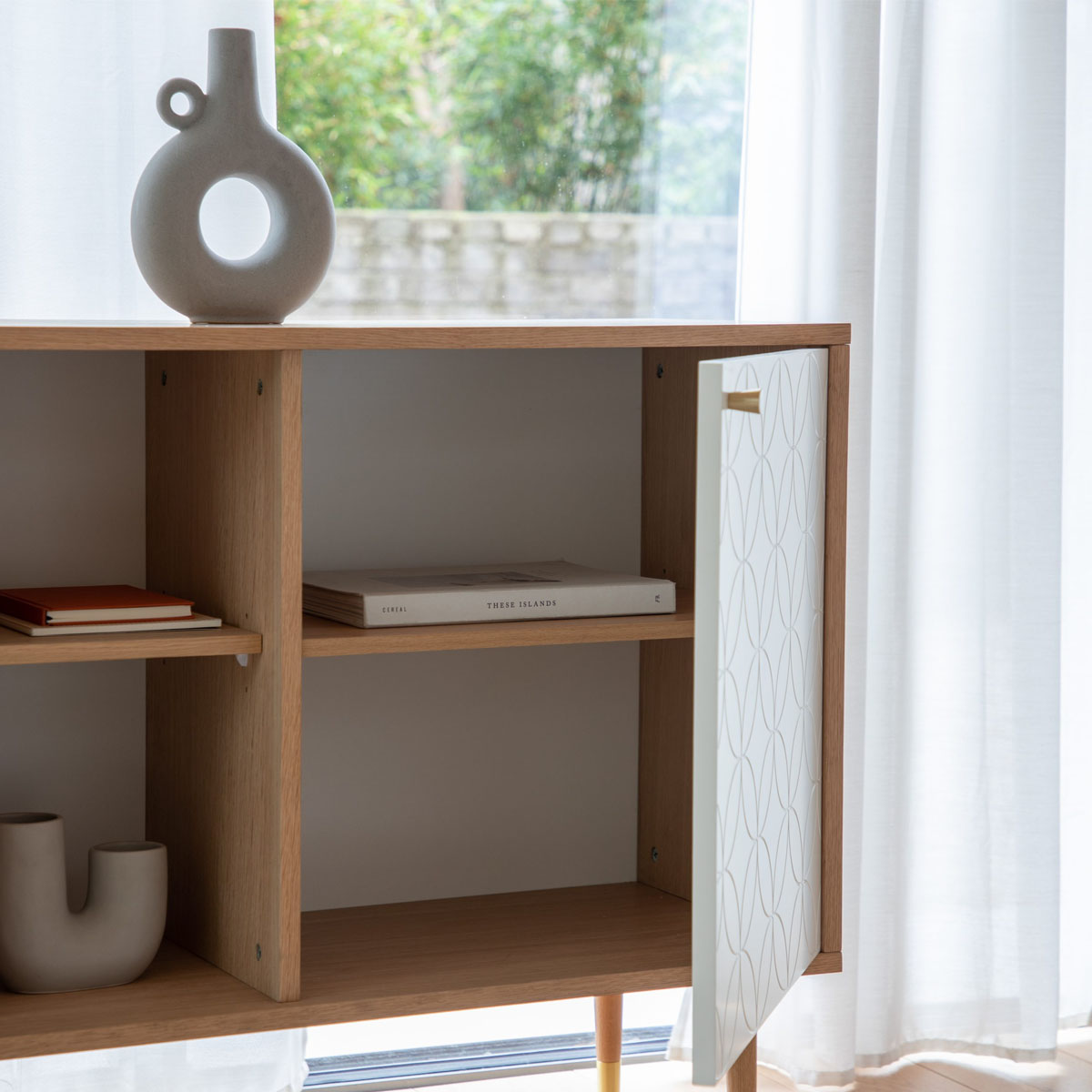 Gallery Direct Newbury Sideboard Oak White 1600x400x790mm