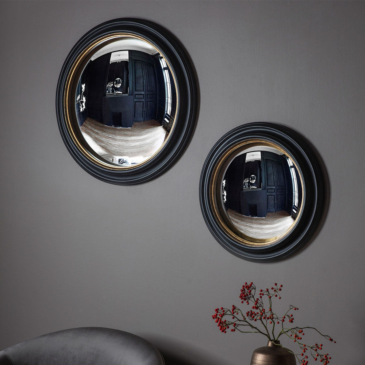 Gallery Direct Rockbourne Convex Mirror Black & Gold 500x500mm