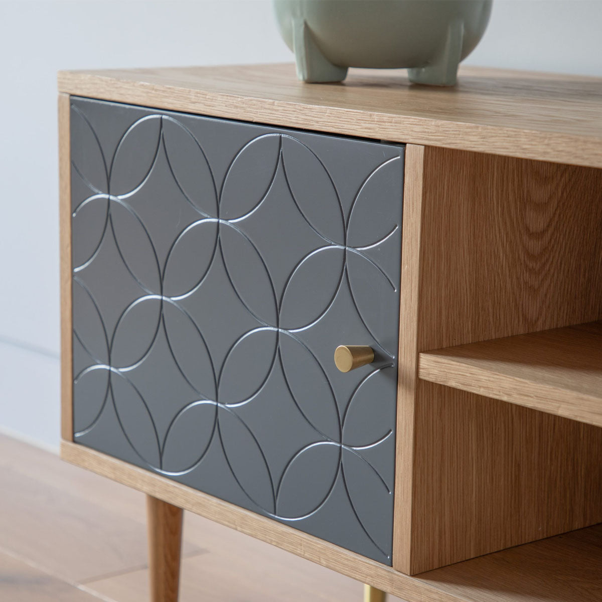 Gallery Direct Newbury Media Unit Oak Grey 1200x400x550mm