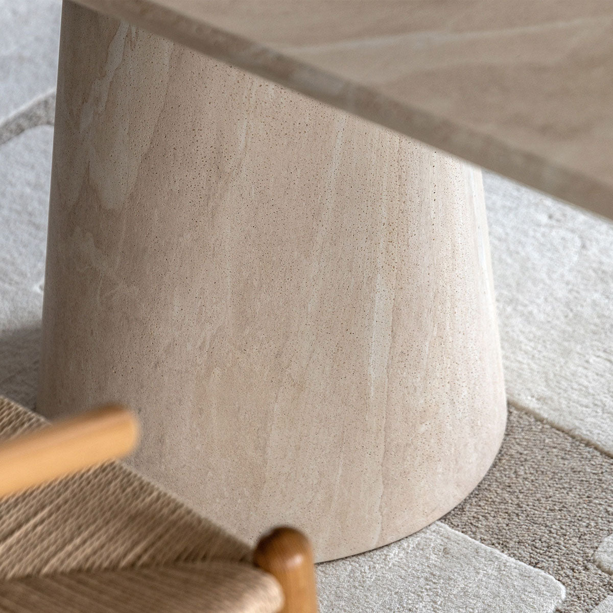 Gallery Direct Pedra Oval Dining Table Travertine 2000x900x760mm