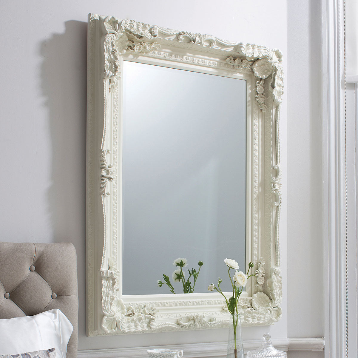 Gallery Direct Carved Louis Mirror Cream 1190x890mm