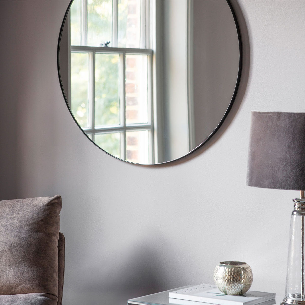 Gallery Direct Bowie Round Mirror Black 800x800mm
