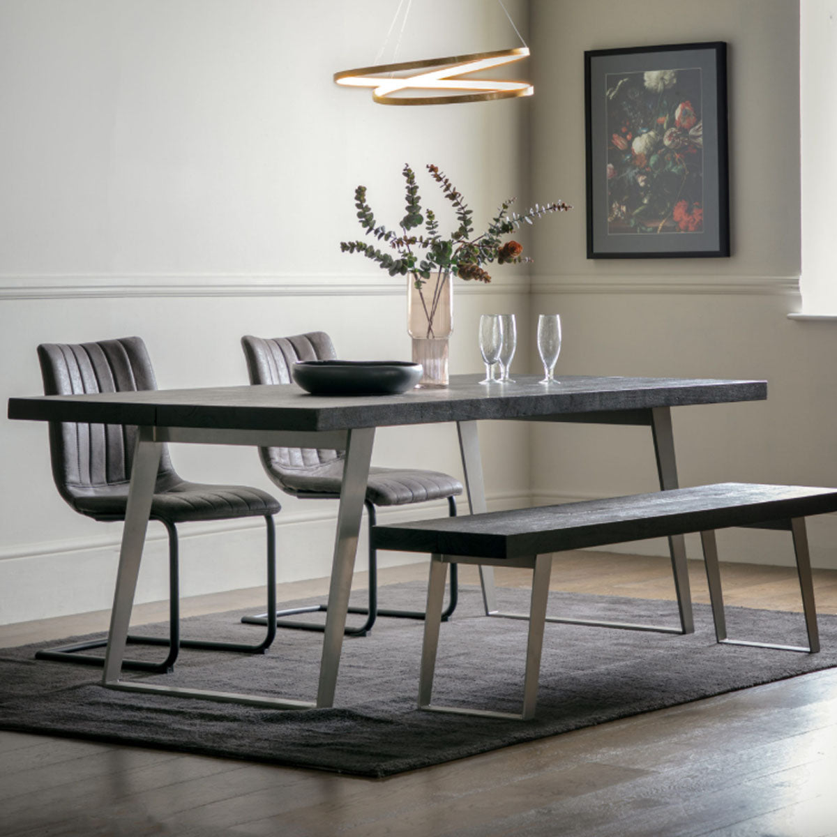 Gallery Direct Newington Dining Bench Black 1800xx400x450mm