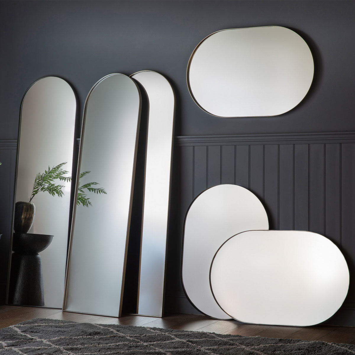 Gallery Direct Hurston Elipse Mirror Black 600x30x900mm