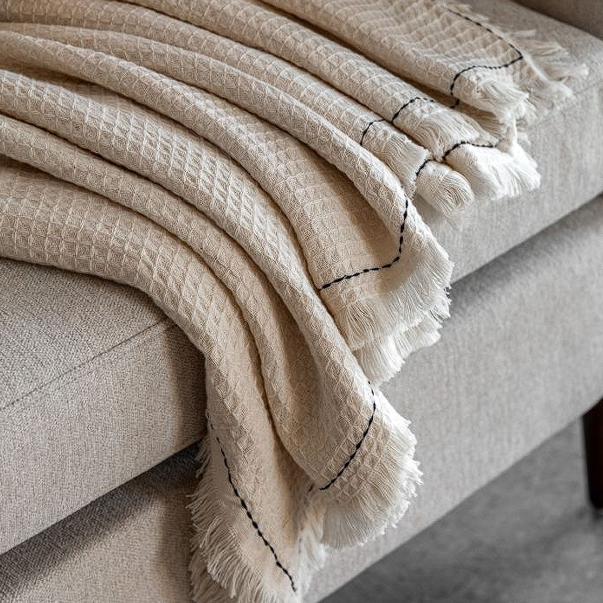 Gallery Direct Stitched Border Waffle Throw