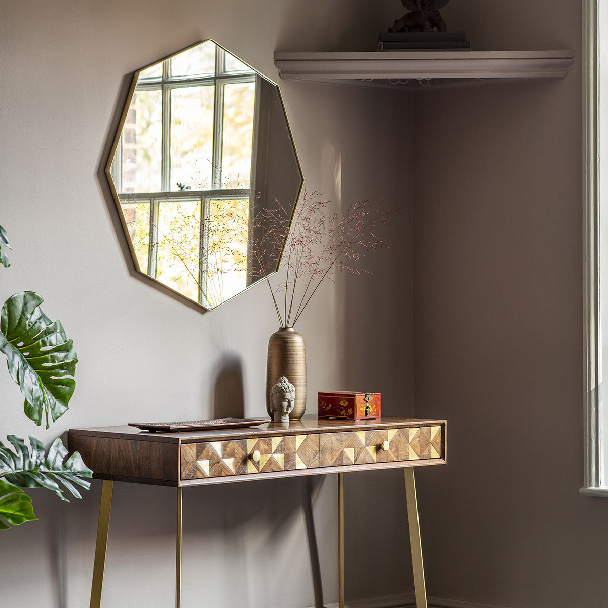 Gallery Direct Bowie Octagon Mirror Champagne 800x800mm