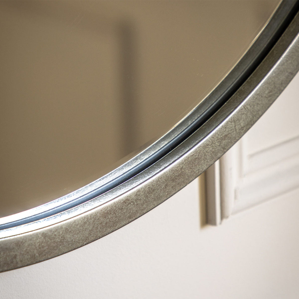 Gallery Direct Higgins Round Mirror Antique Silver 600x600mm