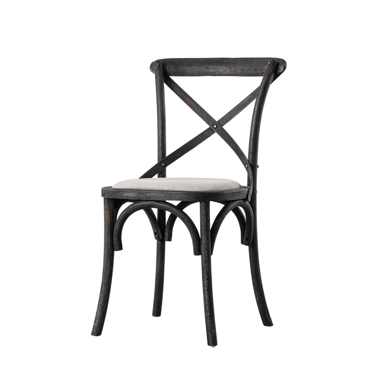 Gallery Direct Cafe Chair Black Linen 470x560x880mm (2pk)