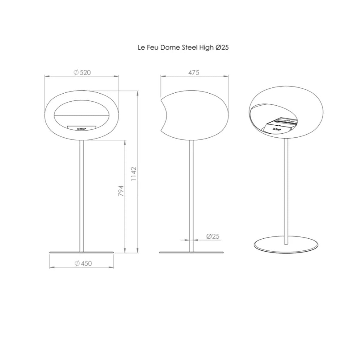 Le Feu Ground Steel High - White - 60mm Pole Width