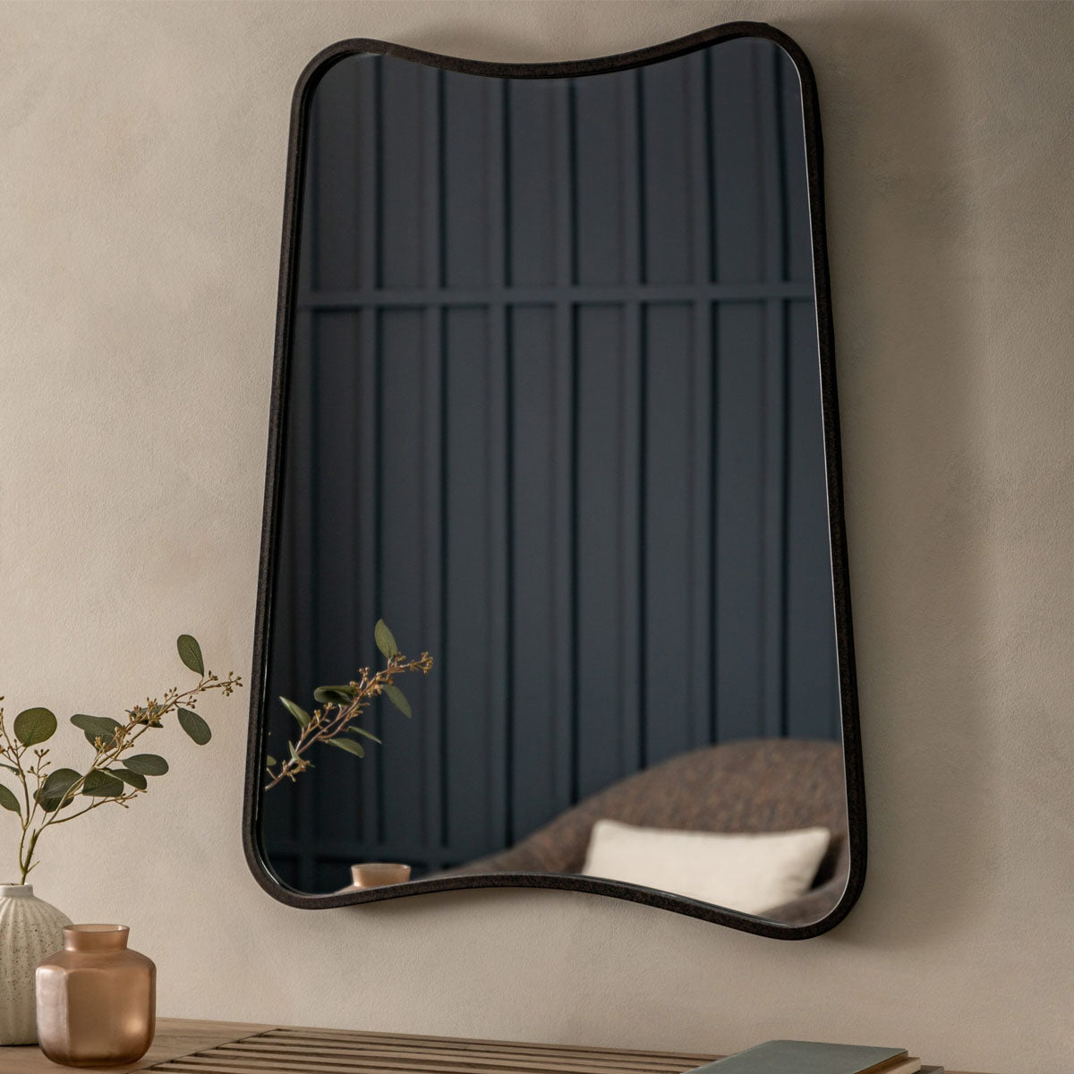 Gallery Direct Kurva Rectangle Mirror Black 610x810mm