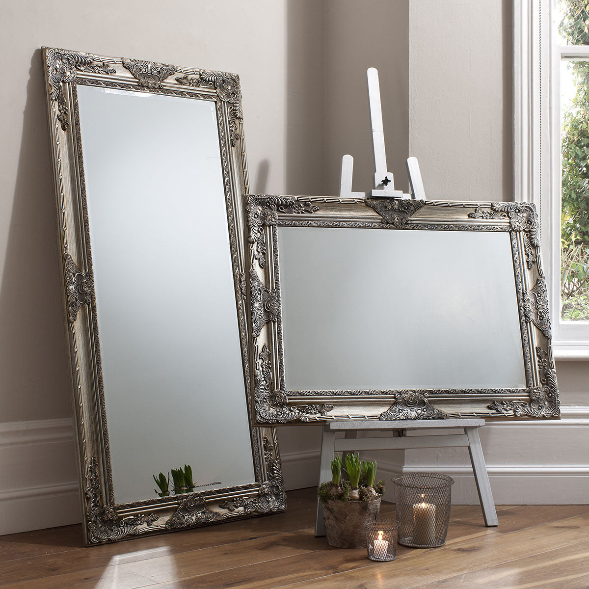 Gallery Direct Hampshire Rectangle Mirror Ant Silver 1130x830mm