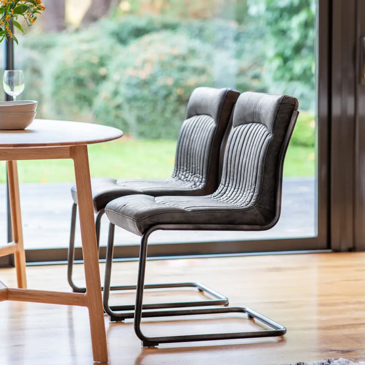 Gallery Direct Capri Leather Chair Antique Ebony 520x660x880mm