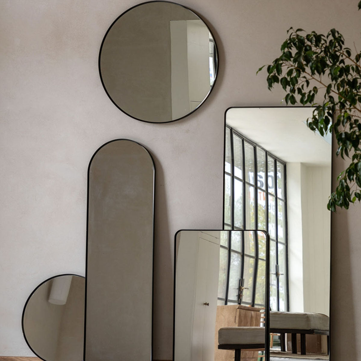Gallery Direct Holworth Arch Mirror Black 450x35x1500mm