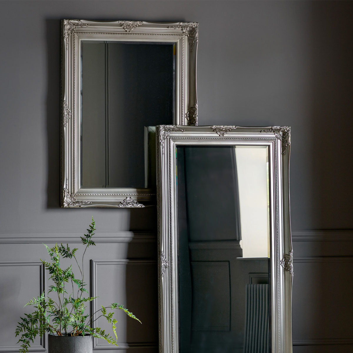 Gallery Direct Hampshire Rectangle Mirror Ant Silver 1130x830mm