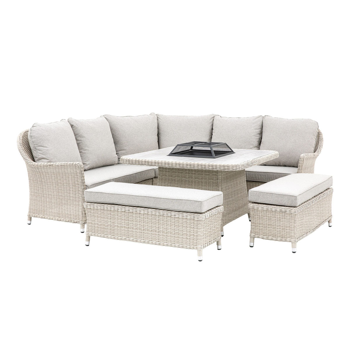 Gallery Direct Holton Corner Square Dining Set with Fire Pit
