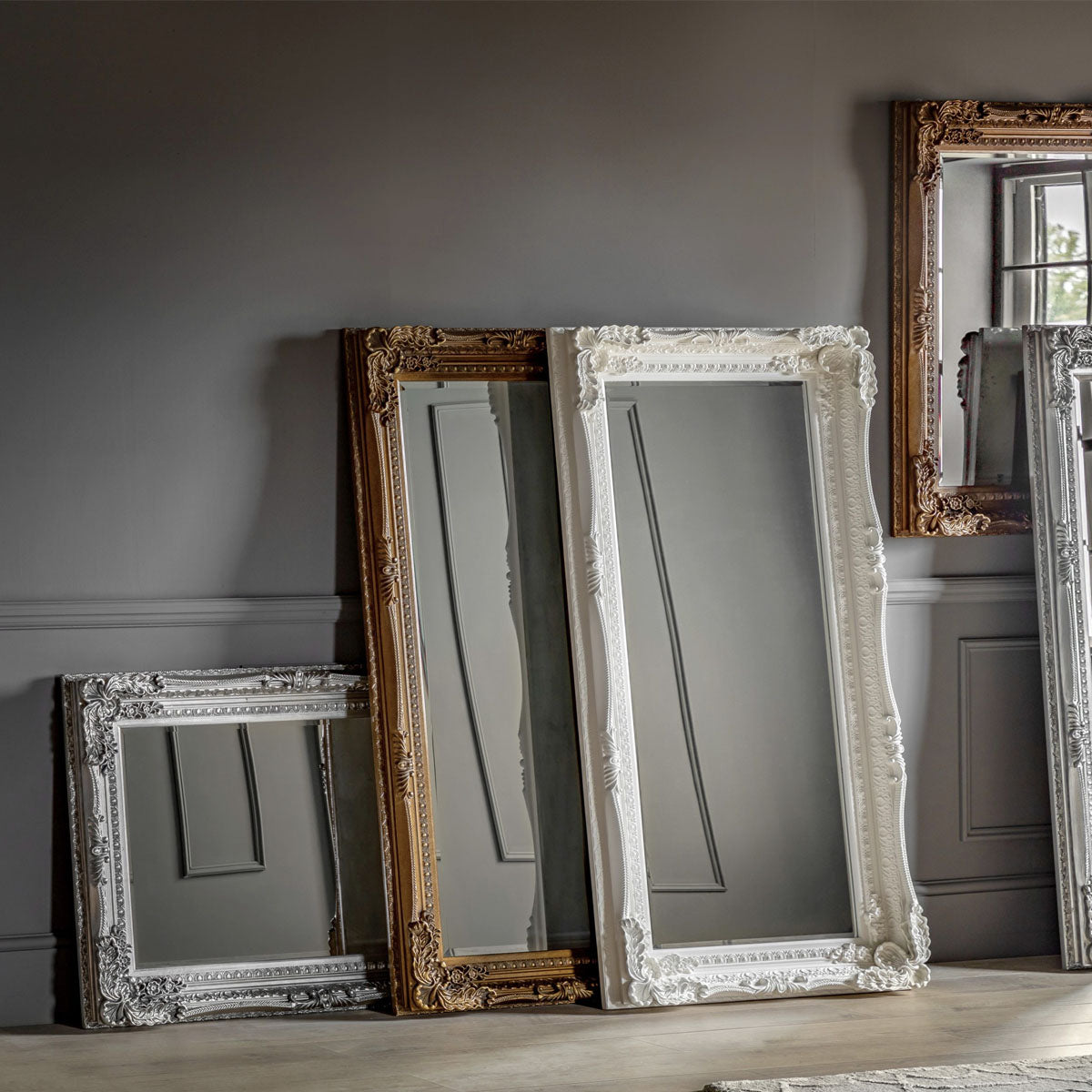 Gallery Direct Carved Louis Mirror Silver 1190x890mm