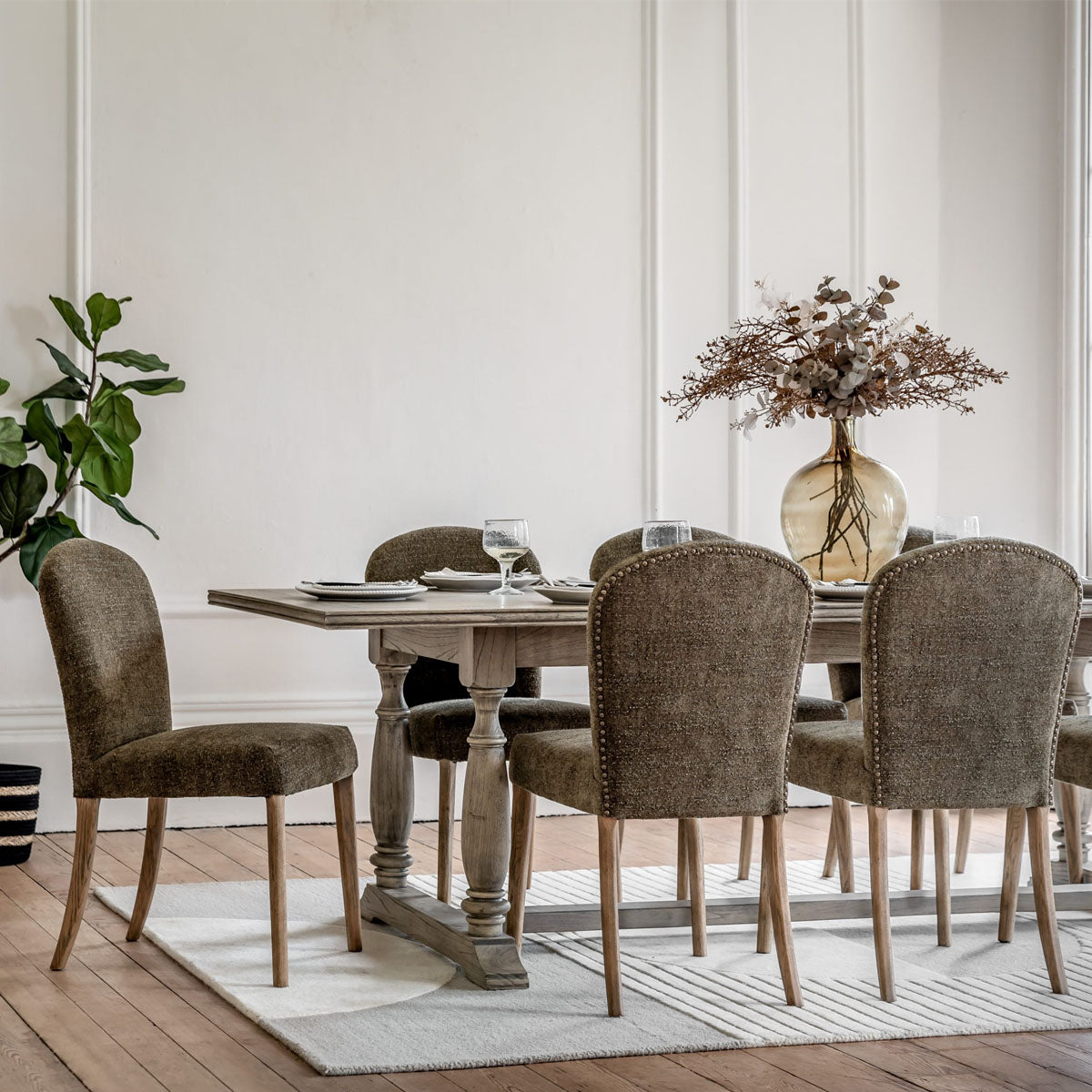 Gallery Direct Hinton Dining Chair Moss Green (2pk) 600x455x890mm