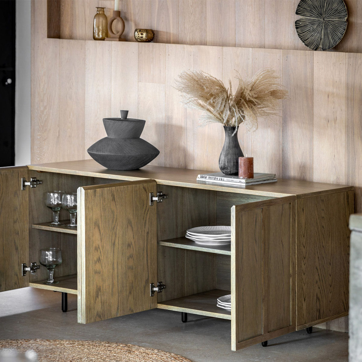 Gallery Direct Panelled 4 Door Sideboard 1664x450x700mm