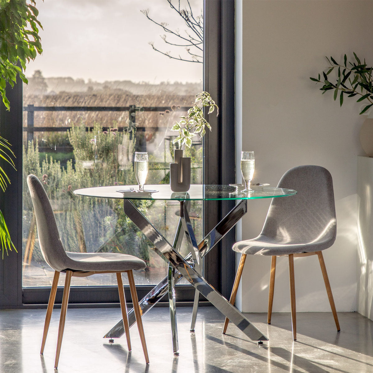 Gallery Direct Millican Dining Chair Oak / Light Grey (2pk)