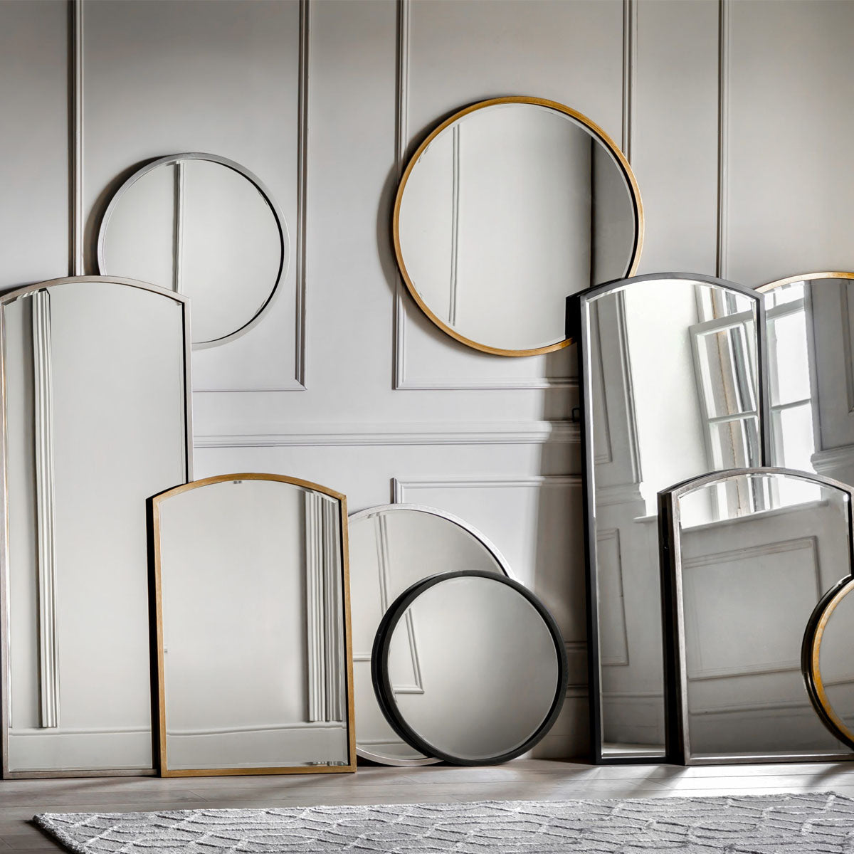 Gallery Direct Higgins Round Mirror Antique Silver 600x600mm