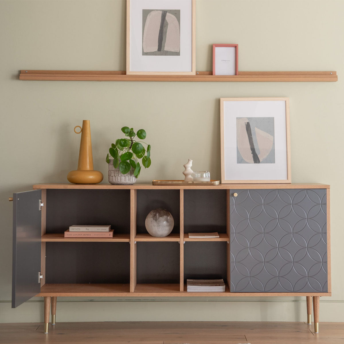 Gallery Direct Newbury Sideboard Oak Grey 1600x400x790mm