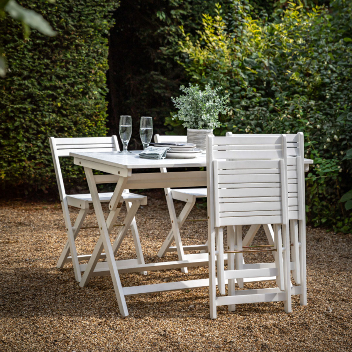 Gallery Direct Lindos White Folding Dining Set