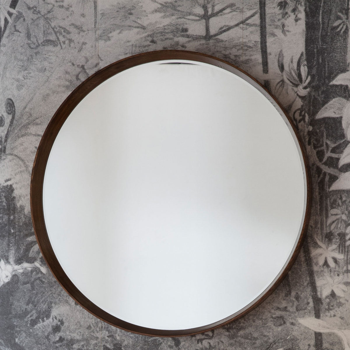 Gallery Direct Keaton Round Mirror Walnut 735x735mm