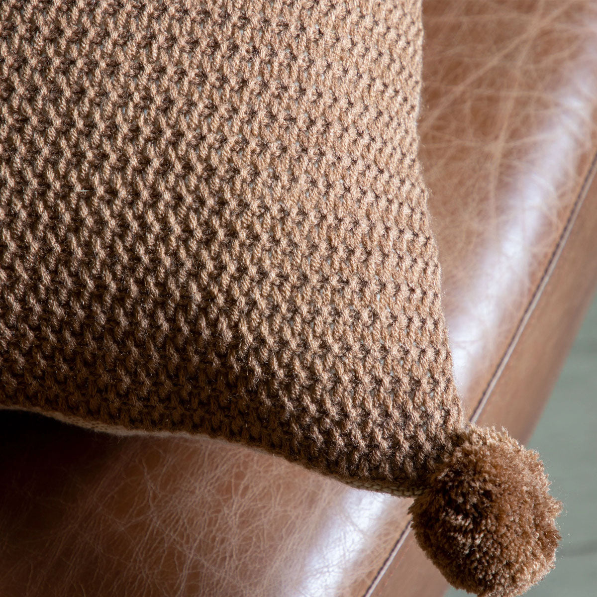 Gallery Direct Moss Stitch PomPom Cushion