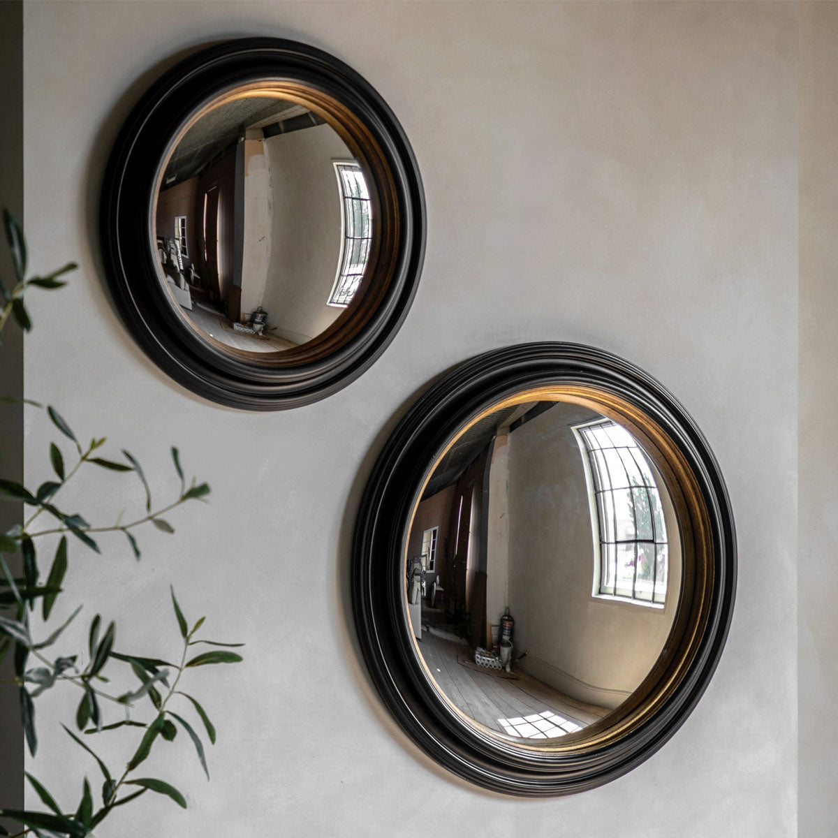 Gallery Direct Rockbourne Convex Mirror Black & Gold 500x500mm