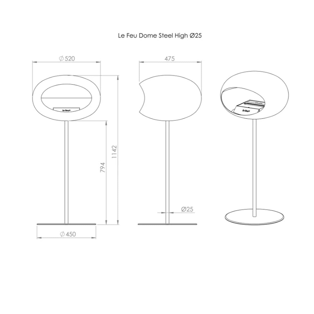 Le Feu Ground Steel High - Black - 60mm Pole Width