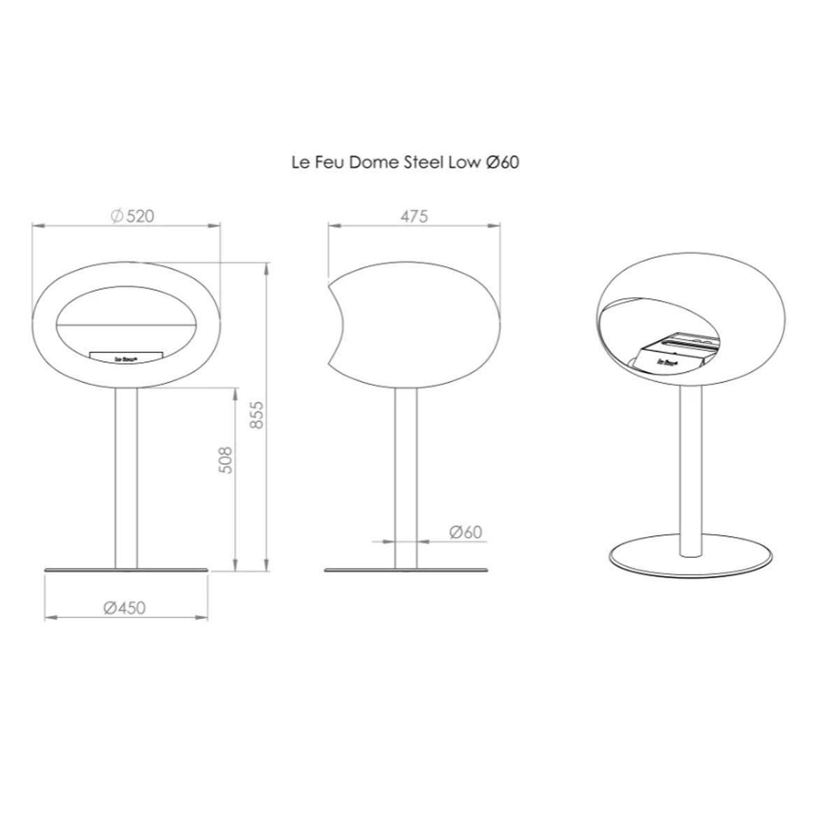 Le Feu Ground Steel Low - White - 60mm Pole Width