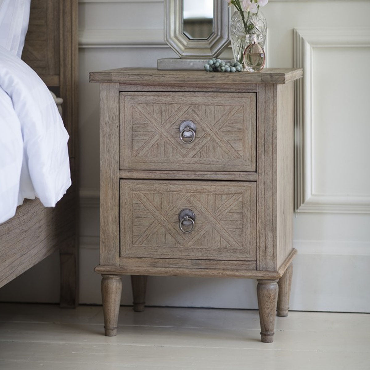 Gallery Direct Mustique 2 Drawer Bedside Table 500x400x665mm
