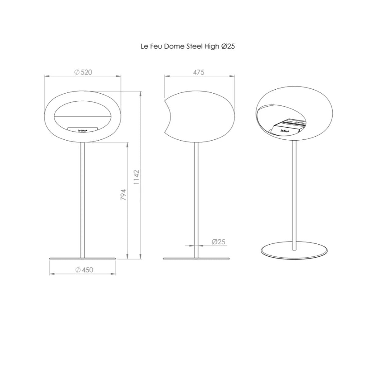 Le Feu Ground Steel High - Mocca - 60mm Pole Width