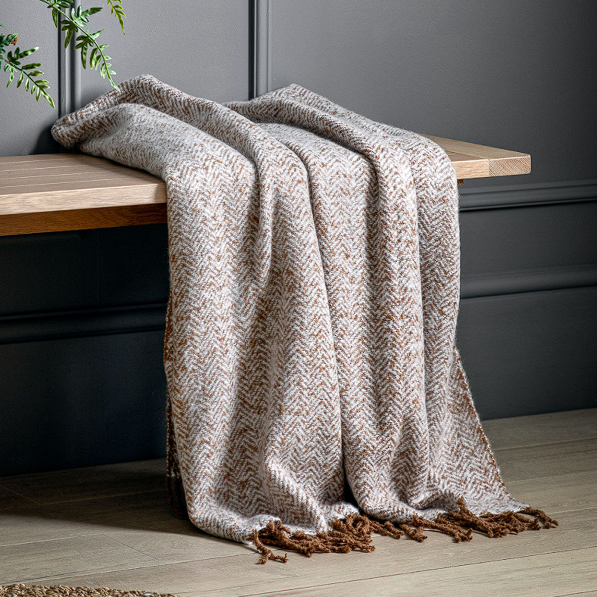 Gallery Direct Herringbone Faux Mohair Throw